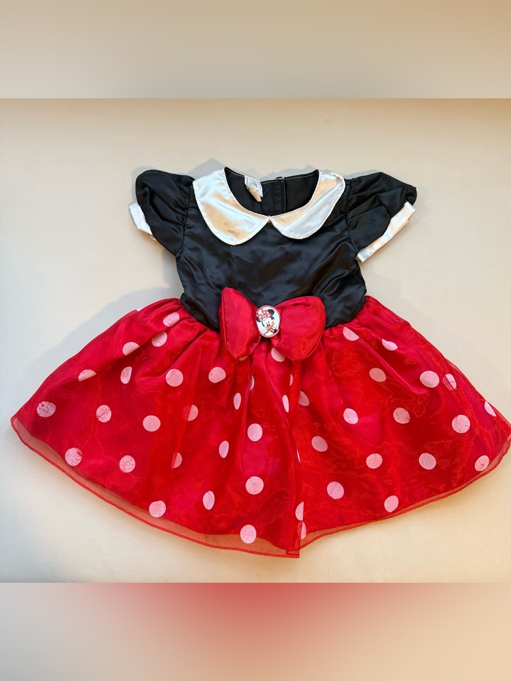 Disney Red and Black Minnie Mouse Inspired Dress with White Collar
